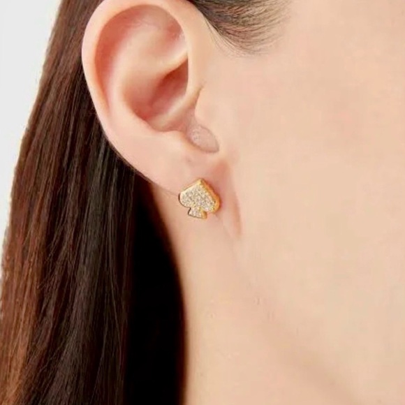 Kate Spade Gold Everyday Spade Stud earrings nwt and pouch - Picture 2 of 7